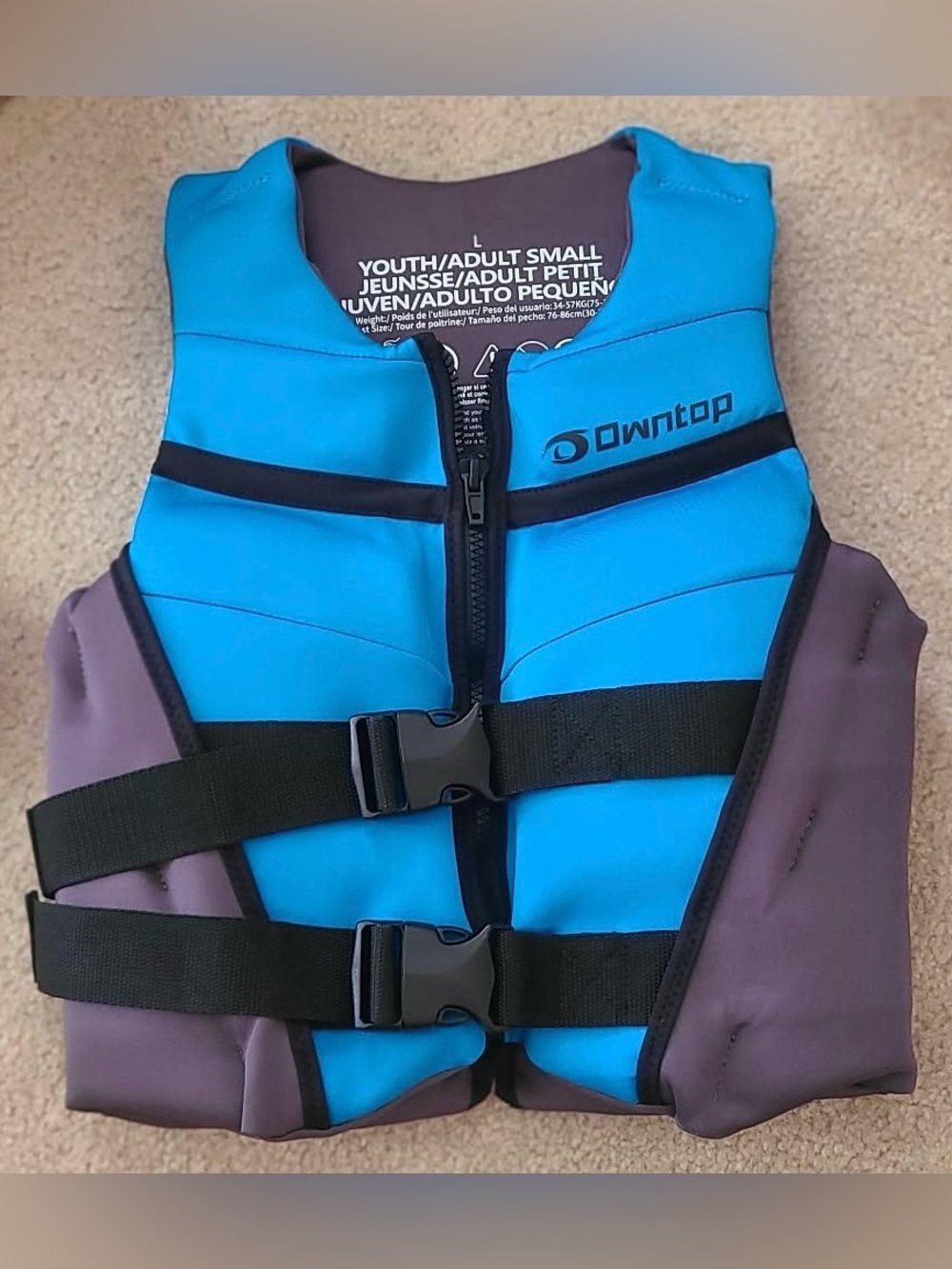 Owntop Blue Youth L/ Adult S Life Jacket NWT